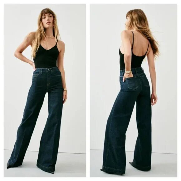 SPANX SPANXshape EveryWear Wide Leg Jeans M Raw Indigo - Picture 1 of 14